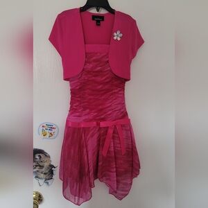 Amy’s Closet girls dress size 7 Pink Formal Party Dress Short Sleeve